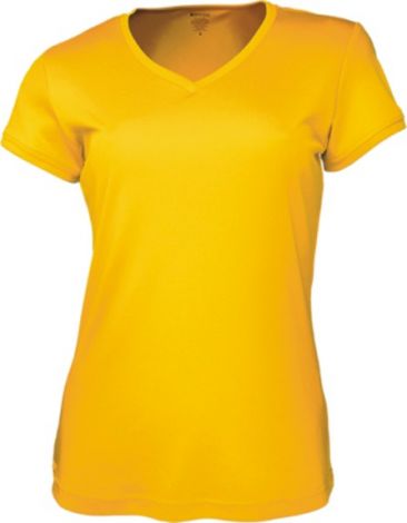 Ladies Brushed V-Neck Tee Shirt-8-yellow