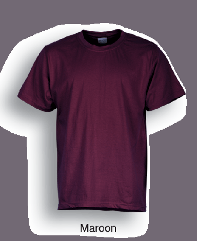 Unisex Adults Plain Cotton Tee Shirt-S-Maroon
