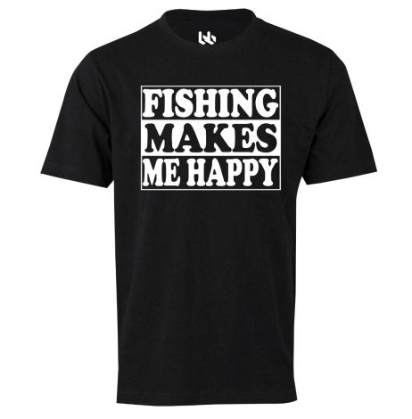 Fishing makes me happy tee-XS-black