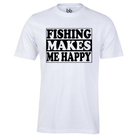Fishing makes me happy tee-XS-white