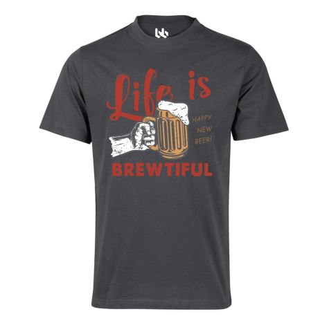 Life is brewtiful tee-XS-Charcoal