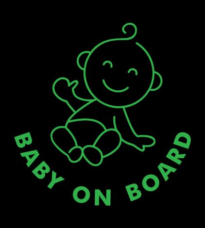 Baby on Board Outline-Pea Green