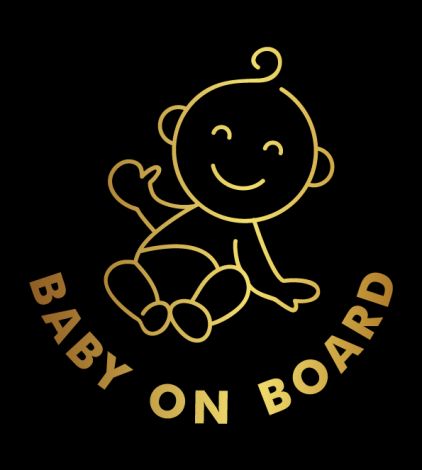 Baby on Board Outline-Gold Metallic