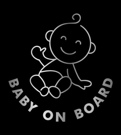 Baby on Board Outline-Silver Metallic