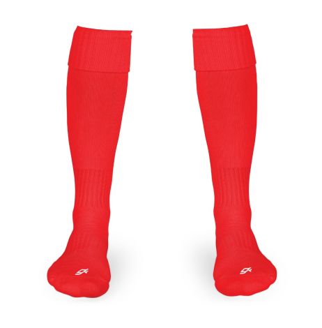 Fine Knit European stlye football sock with Turnover Top-XS  5-8-red